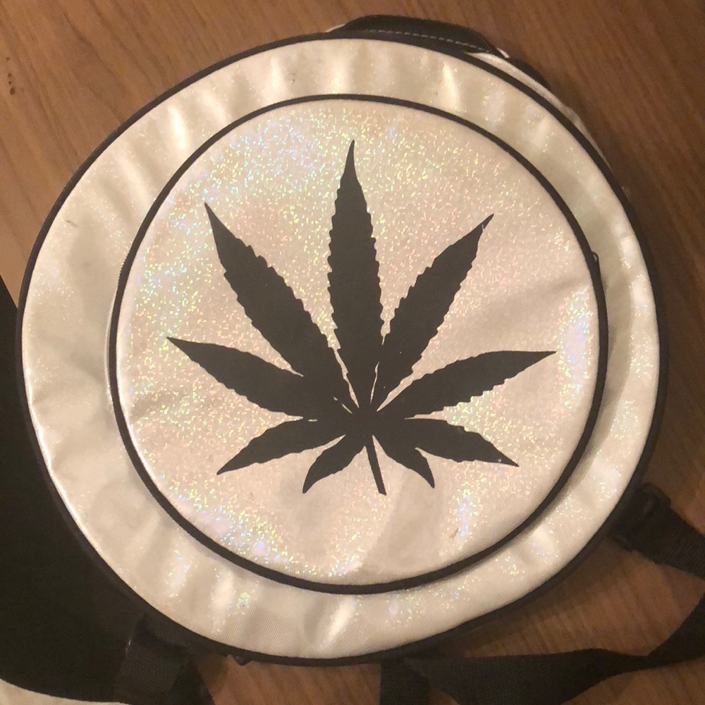 O mighty rave holographic backpack weed pot leaf